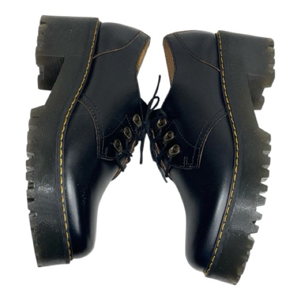 Dr Martens Leona Lug Sole Platform Derby Black Leather Shoes Sz 10 - Picture 4 of 6